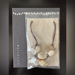 Silpada Stone Necklace with Brown Leather Cord N2201